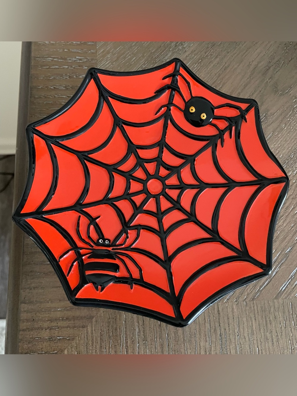 Halloween Spider Web With Witch Boots Small Pedestal Tray